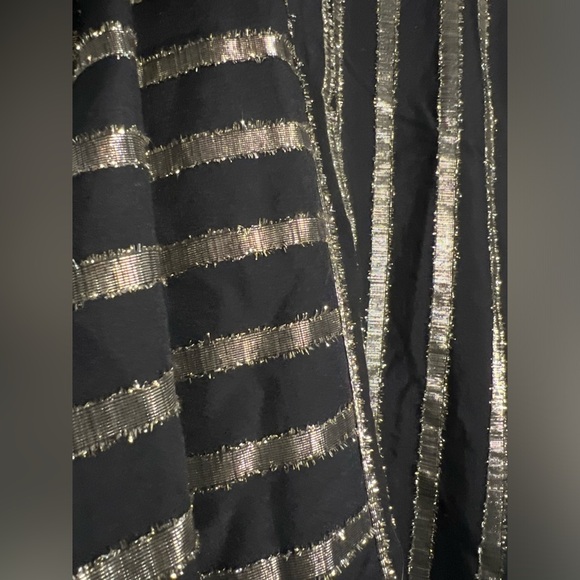 Alfani Black and Gold Metallic Striped Long Sleeve Blouse - Picture 7 of 11